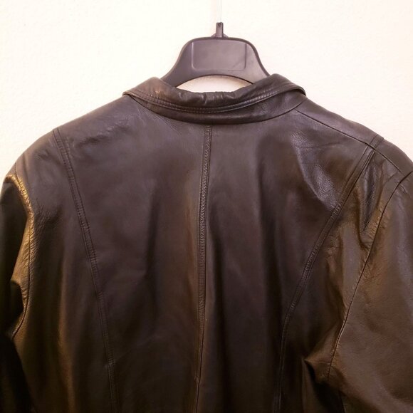 Tadmor Vintage Black Leather Button Front Cropped Jacket Made in Israel Size 40 - Picture 6 of 15
